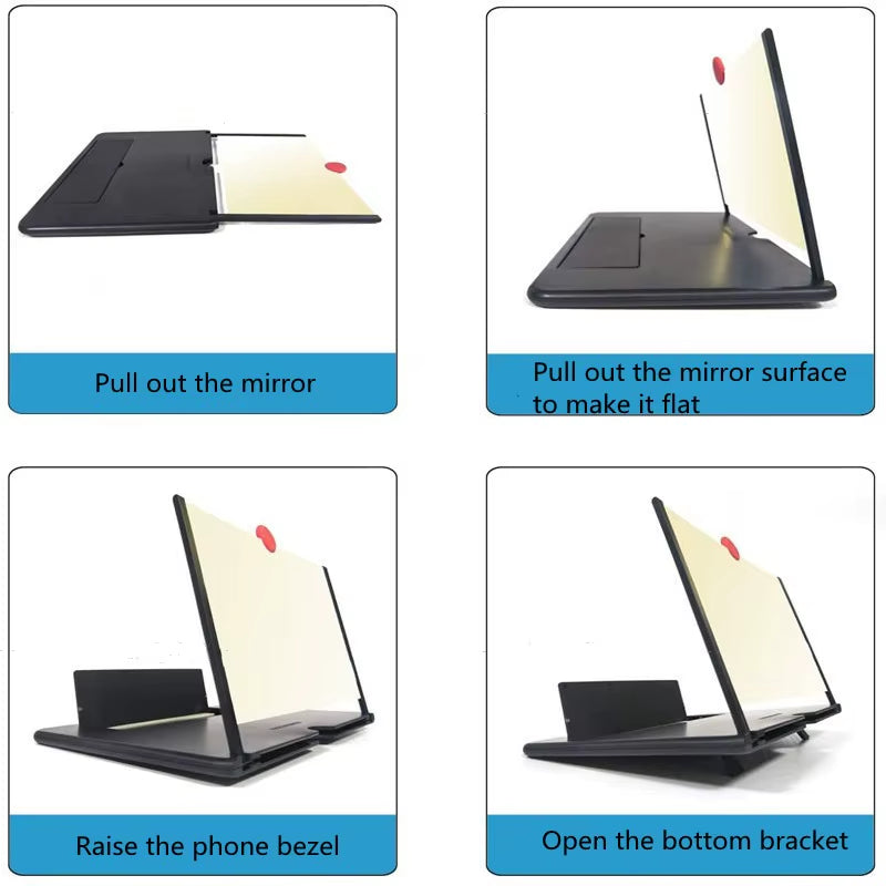 12/10 Inch HD Screen Magnifier, anti Blue Light Eye Protection Mobile Phone Amplifier, Portable Multi-Functional Video Enlarger